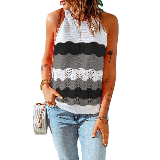 Damen Lässiges Stricktop mit modischem Farbwechsel R&B