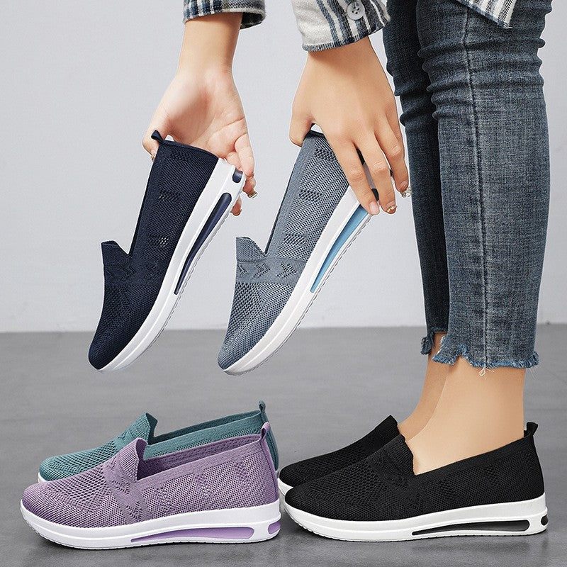 Damen Slip-On Sneakers mit atmungsaktivem Strickdesign und dämpfender Sohle R&B