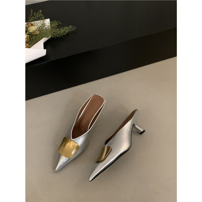 Damen Slingback Pumps mit elegantem Metallic-Design R&B
