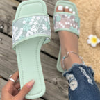 Damen elegante Pantoletten mit floralem Spitzen-Design und weich gepolsterter Sohle R&B