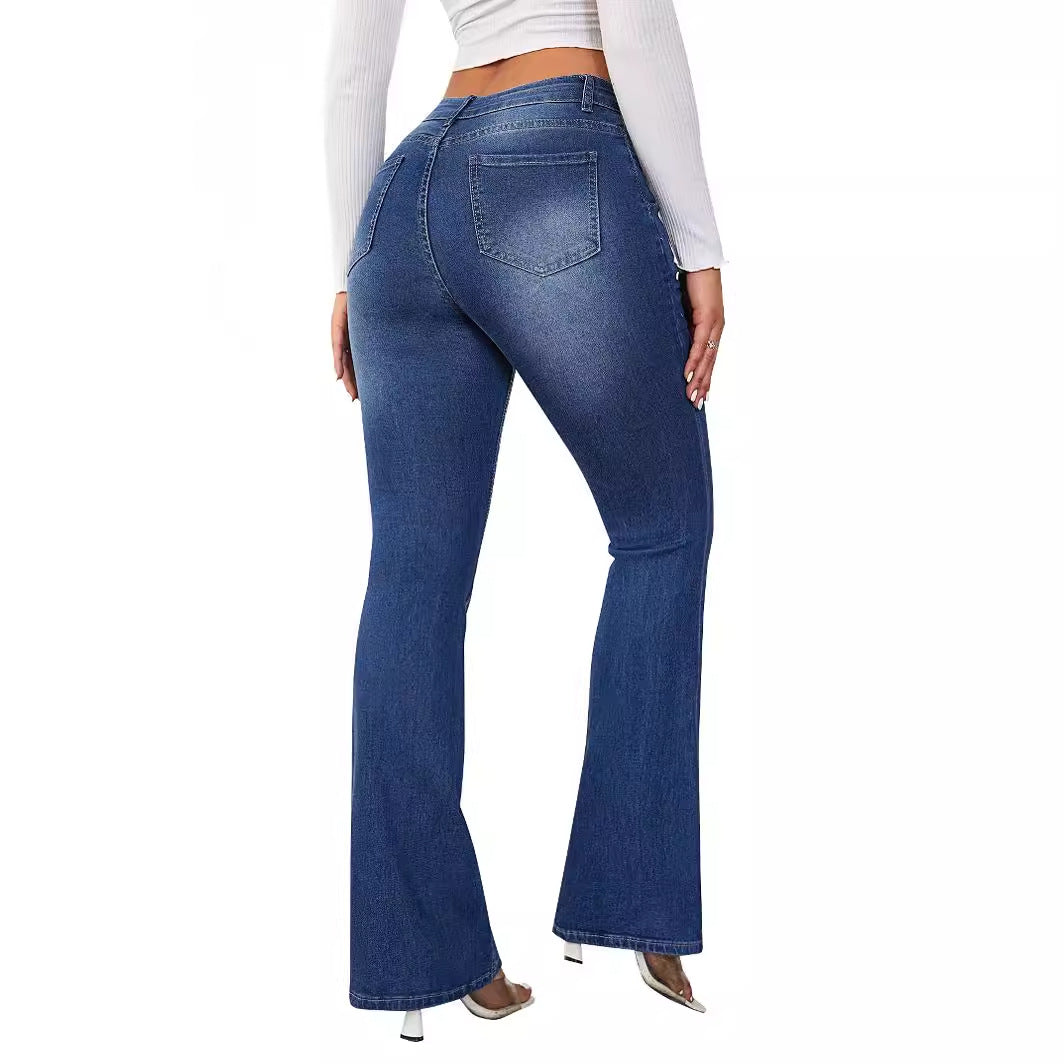 Damen Flared Jeans mit hohem Bund und bequemer Passform R&B