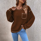 Damen lässiger Pullover mit modischen Puffärmeln R&B