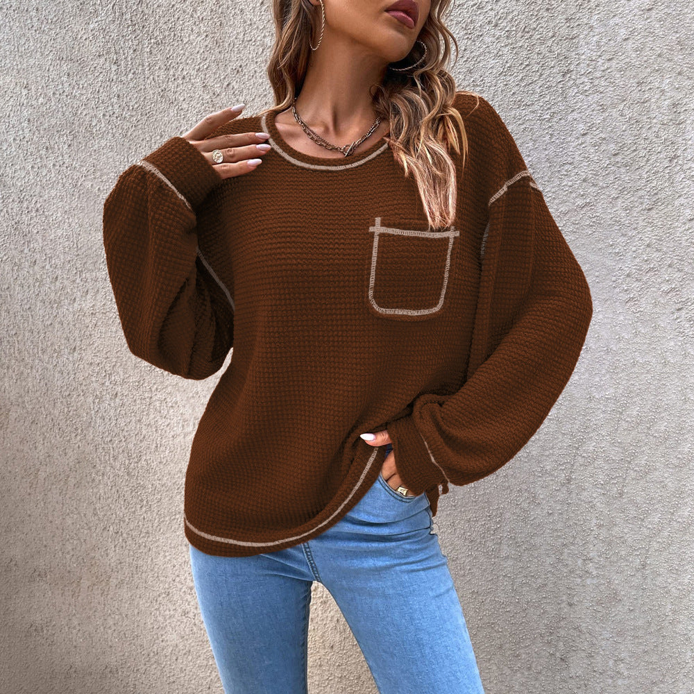 Damen lässiger Pullover mit modischen Puffärmeln R&B