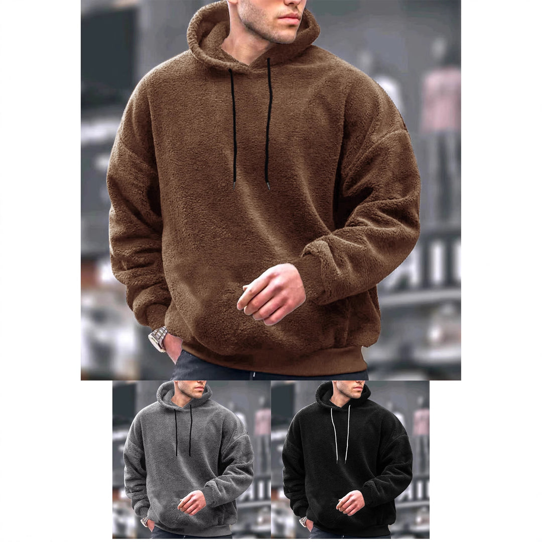 Herren Kuscheliger Fleece-Hoodie mit Kängurutasche und verstellbarer Kapuze R&B