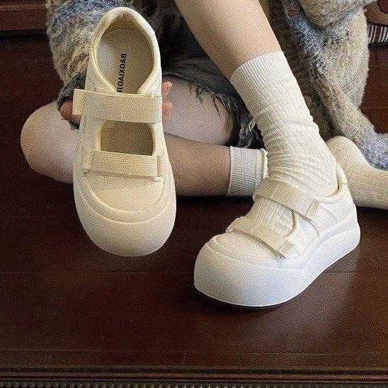 Damen Bequeme Plateau-Sneaker mit verstellbarem Klettverschluss R&B