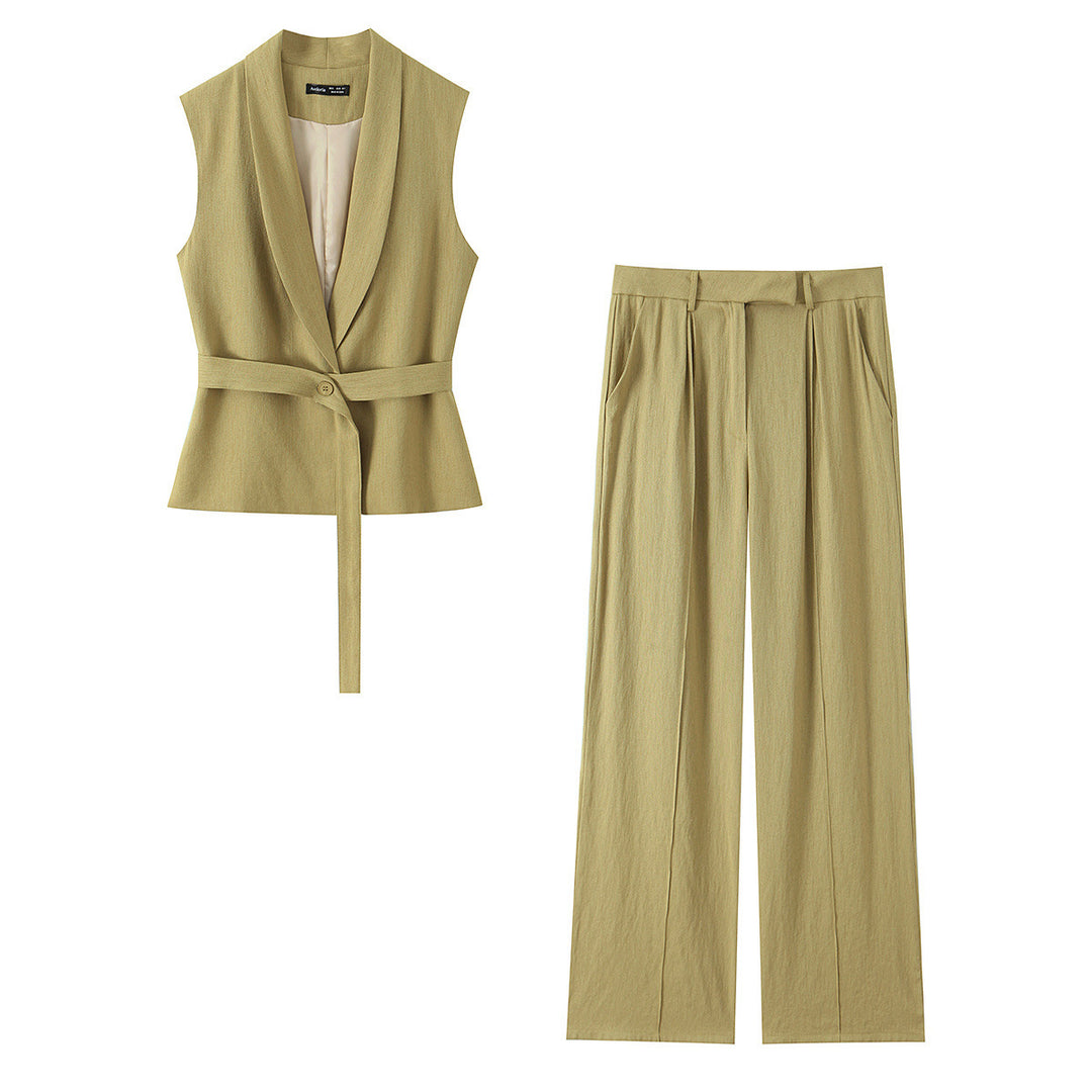 Damen modisches Blazer- und Palazzo-Hosen-Set mit taillierter Silhouette R&B