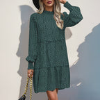 Damen lässiges Kleid mit gerafftem Design und eleganten Puffärmeln R&B