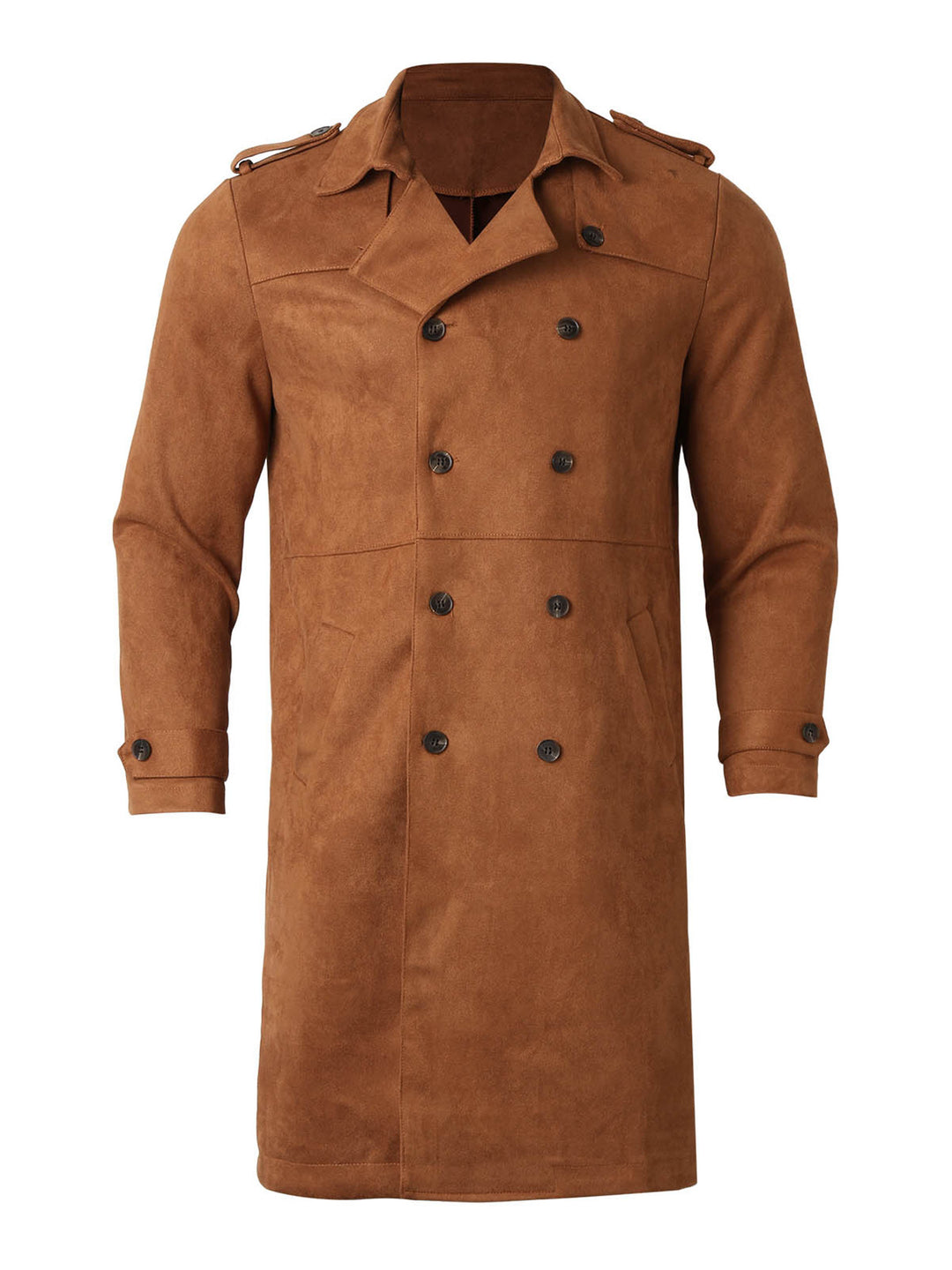 Herren Elegante Suede Trenchcoat mit doppelter Knopfleiste und praktischen Taschen R&B