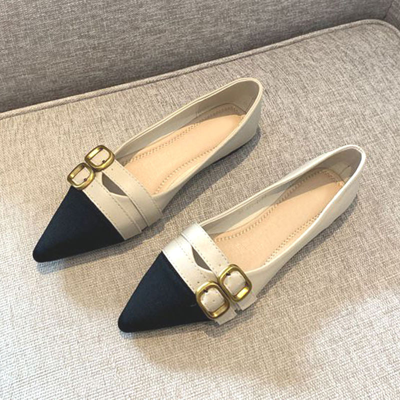 Damen elegante spitze Ballerinas mit doppelter Schnallenverzierung R&B