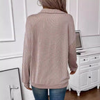 Damen lässiger Pullover mit Reißverschluss und gestreiftem Design R&B