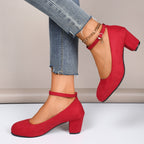 Damen Blockabsatz-Pumps mit verstellbarem Riemen und elegantem Stil R&B