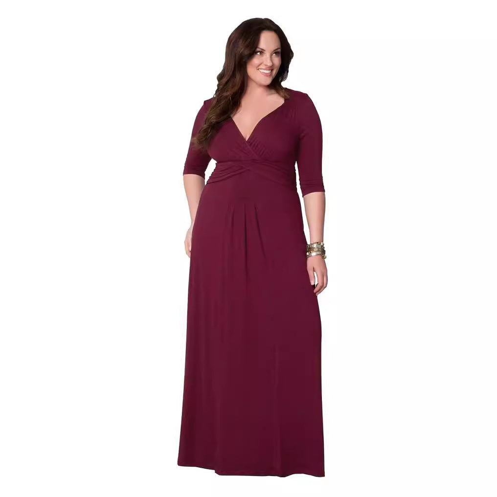 Damen elegantes Maxikleid mit Wickeldetail R&B