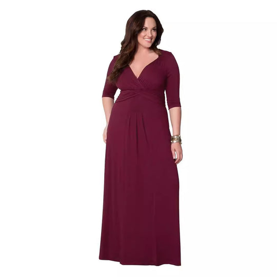 Damen elegantes Maxikleid mit Wickeldetail R&B