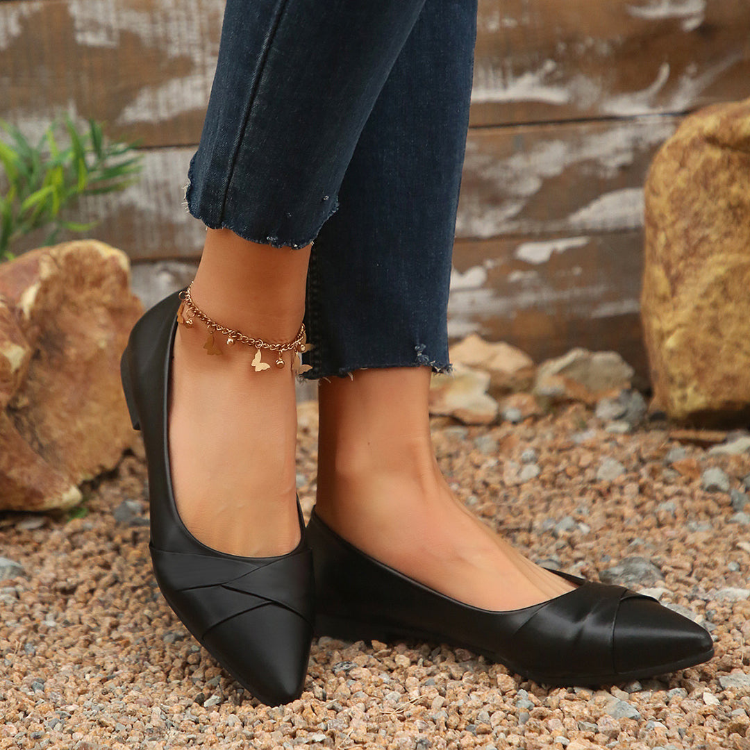 Damen elegante Ballerinas mit raffiniertem Lederoberteil R&B