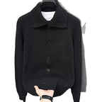 Herren Strickjacke mit weichem Rippstrickmuster und Button-Down-Kragen R&B