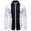 Herren modisches Langarmshirt mit stylischem Stehkragen und kontrastierenden Paspeln