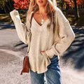 Damen Leicht gestrickter V-Ausschnitt Pullover mit lässigem Schnitt R&B