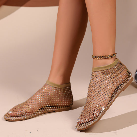 Damen Netz-Pantoletten mit dekorativen Glitzerelementen R&B