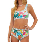 Damen Zweiteiliges Bademode-Set mit hohem Bund und floralem Design R&B