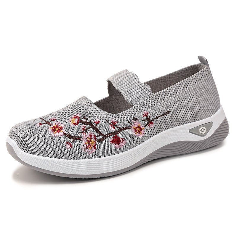 Damen Slip-On Ballerinas mit floralem Strickdesign R&B