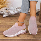 Damen Sneakers mit funkelnden Akzenten und elastischem Strickoberteil R&B