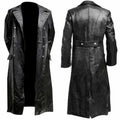 Herren Ledertrenchcoat mit doppelreihiger Knopfleiste