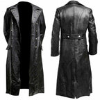 Herren Ledertrenchcoat mit doppelreihiger Knopfleiste