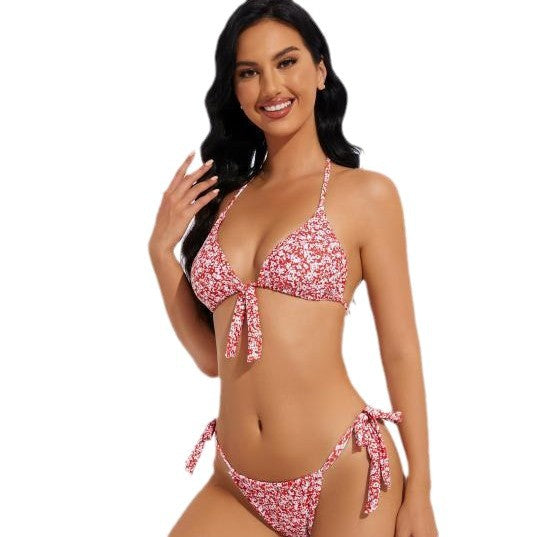 Damen Triangel-Bikini mit verspieltem BindR&Band und floralem Design R&B