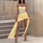 Damen Bodycon Minikleid mit innovativem Wickeldesign und herausnehmbaren Trägern R&B