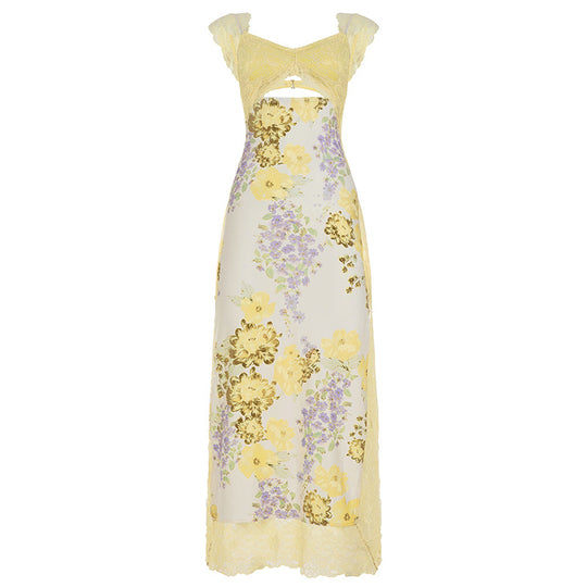 Damen elegantes Nachthemd mit floralen Einsätzen und zarten Spitzenakzenten R&B