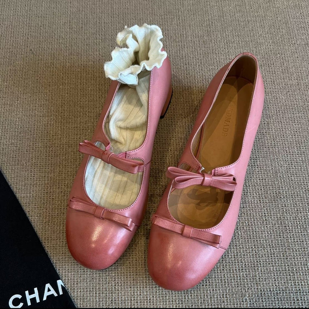 Damen Ballerinas mit dekorativem Strickbund und eleganten Schleifen R&B