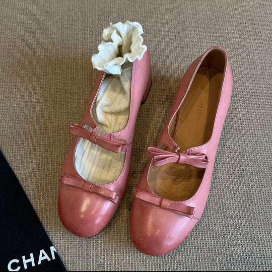 Damen Ballerinas mit dekorativem Strickbund und eleganten Schleifen R&B