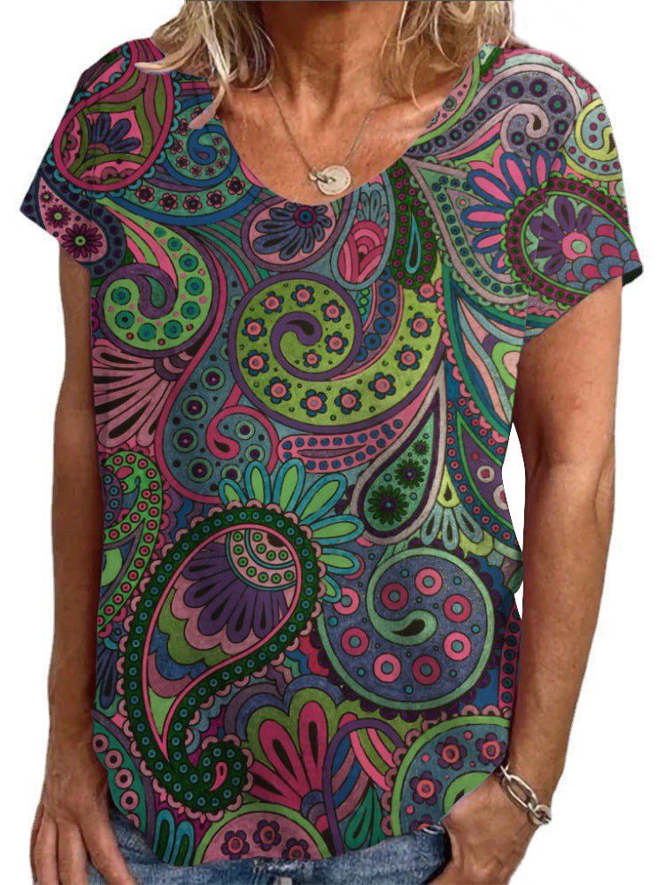 Damen Lockere Bluse mit buntem Paisleymuster R&B