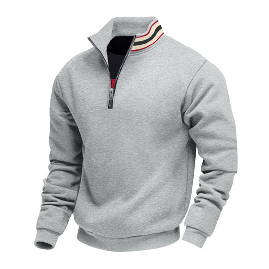 Herren nan Halbzip-Sweatshirt mit sportivem Ringkragen und weichem Fleece-Innenfutter R&B