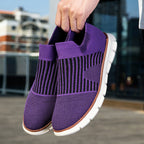 Damen Sportliche Slip-On Sneakers mit flexiblem Strick-Obermaterial