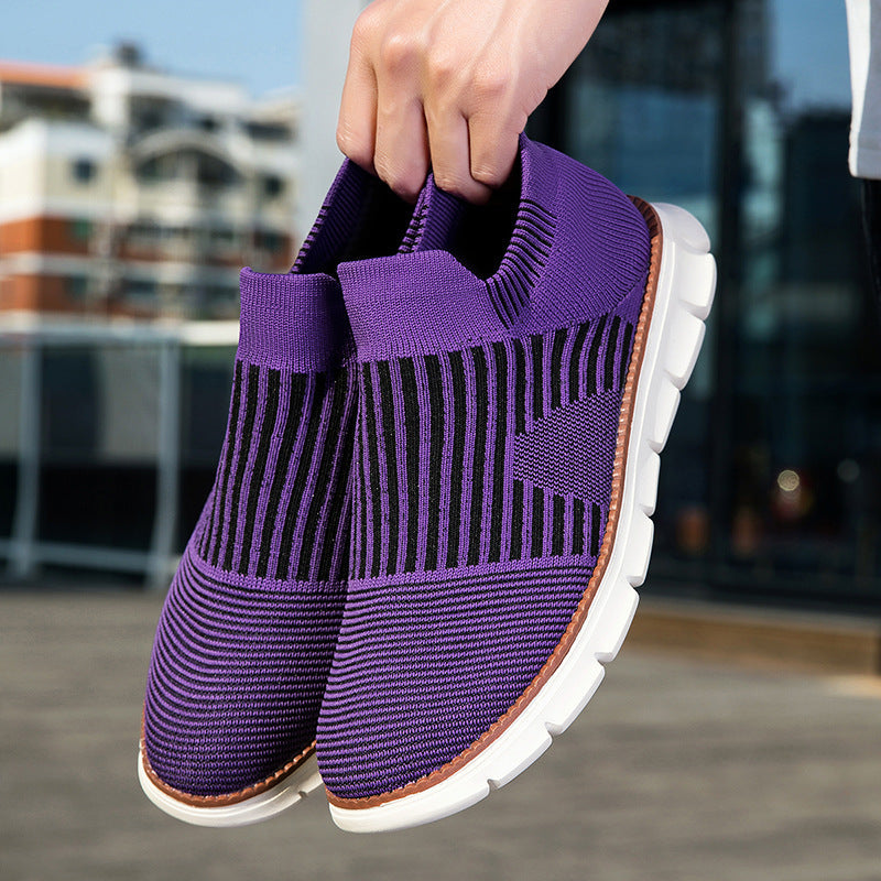 Damen Sportliche Slip-On Sneakers mit flexiblem Strick-Obermaterial