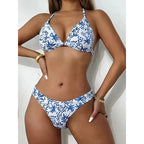Damen Triangel-Bikini mit floralem Design und verstellbaren Trägern R&B