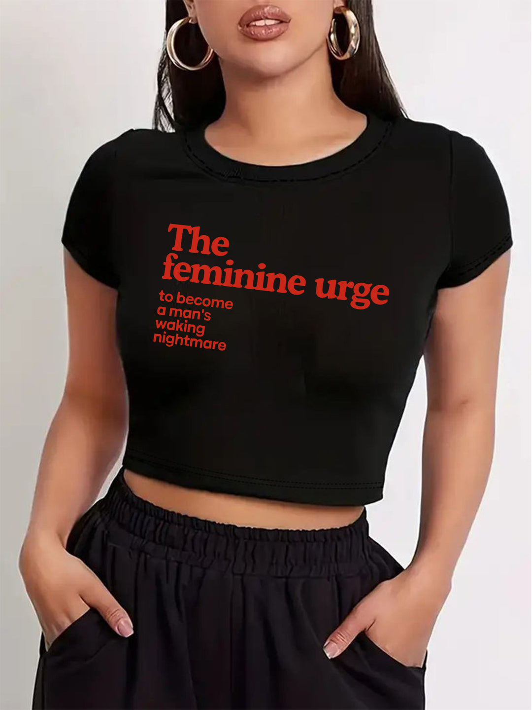 Damen Crop-T-Shirt mit inspirierendem Statementdruck R&B