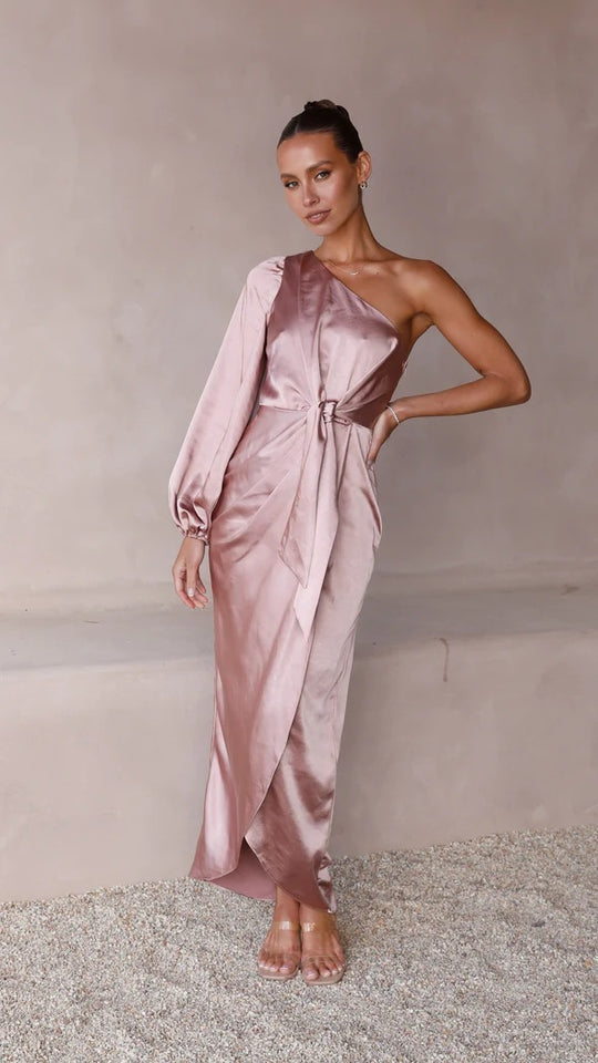 Damen Wickelkleid mit asymmetrischem Design und elegantem Taillengürtel R&B