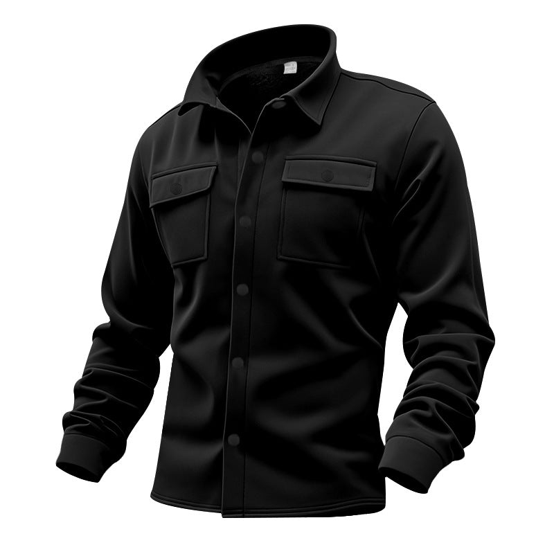 Herren nan Twill-Overshirt mit Hemdkragen, aufgesetzten Brustklappen und geradem Saum R&B