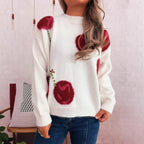 Damen Strickpullover mit kreativem Herzmotiv und weichem Material R&B