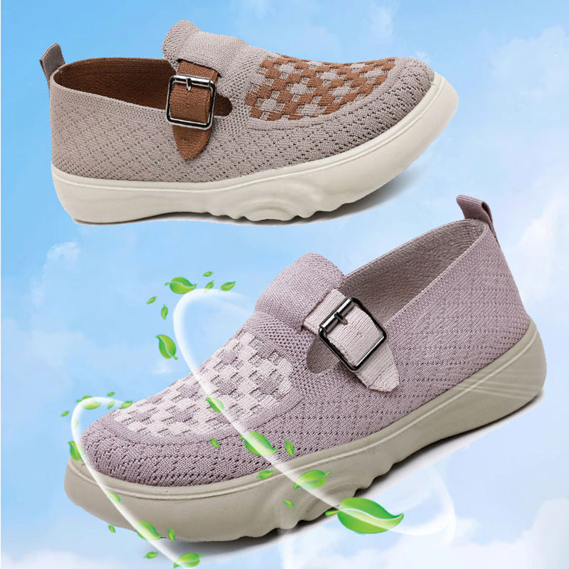 Damen Komfortable Slip-On Freizeitschuhe mit modischem Riemen R&B