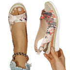 Damen Keilabsatzsandalen mit floralem Design R&B