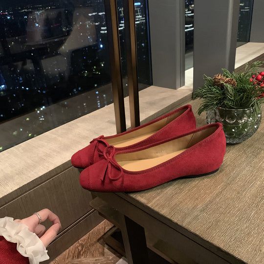 Damen Ballerinas mit charmantem Schleifendetail aus hochwertigem Wildleder R&B