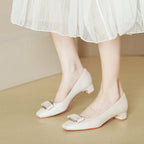 Damen Ballerinas mit elegantem Quadrat-Design und dekorativem Riemen