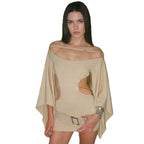 Damen elegantes Oversized Kleid mit transparenten Einschnitten und R&Brnem Design R&B