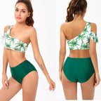 Damen Einseitiger Bikini mit floralem Design und hohem Taillenschnitt R&B