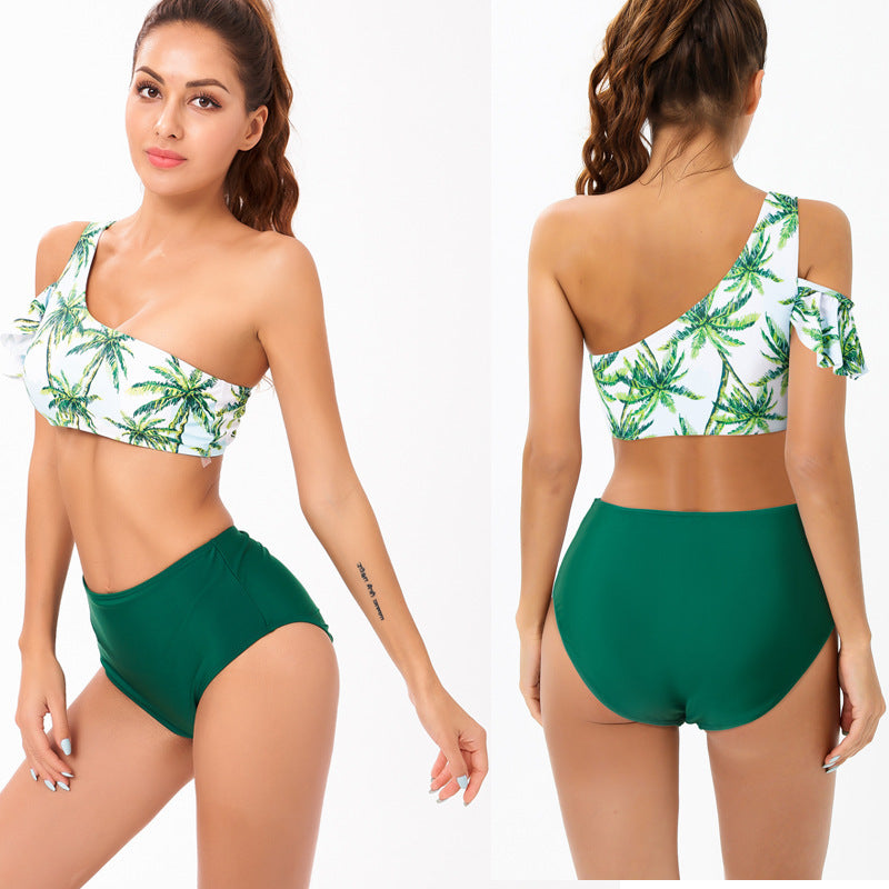 Damen Einseitiger Bikini mit floralem Design und hohem Taillenschnitt R&B