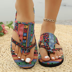 Damen Zehentrenner-Sandalen mit bequemer Fußbettung und modischem Camouflage-Design R&B