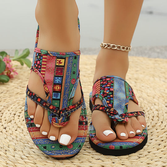 Damen Zehentrenner-Sandalen mit bequemer Fußbettung und modischem Camouflage-Design R&B